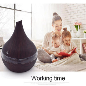 Wood Transparent Texture Ultrasonic Oil Diffuser with 7 color LEDs - store4homes