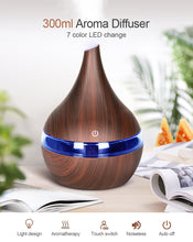 Load image into Gallery viewer, Wood Transparent Texture Ultrasonic Oil Diffuser with 7 color LEDs - store4homes