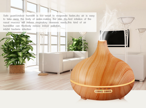 Wood Vase Texture Aroma Oil Diffuser with 7 color LEDs - store4homes