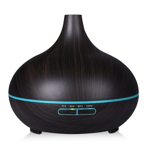 Wood Vase Texture Aroma Oil Diffuser with 7 color LEDs - store4homes